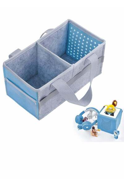 Generic Bag for Toniebox Starter Set - Holds 30-40 Tonies Figures, Felt Carrying Travel Bag (Blue Gr
