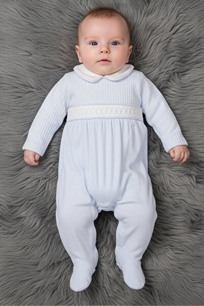 Rock A Bye Baby Boutique Toddlers Boy Knitted Long Sleeve Bodysuit, Light Blue