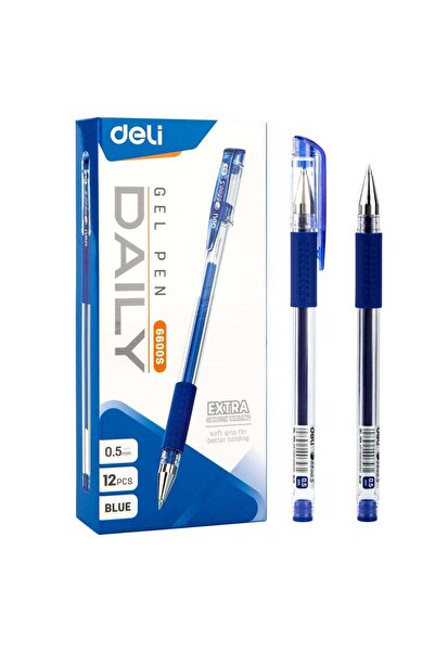 Deli Gel Pen – 0.5 mm Bullet Tip, Blue Ink