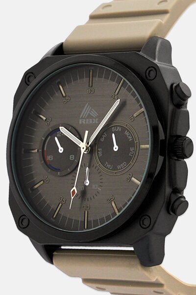 RBX Men P4392-23083673 Silicon Strap Quartz Watch 40 mm, Taupe