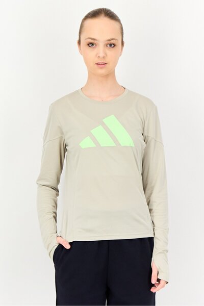 adidas Women Sportswear Fit Long Sleeve Running Tee, Light Beige