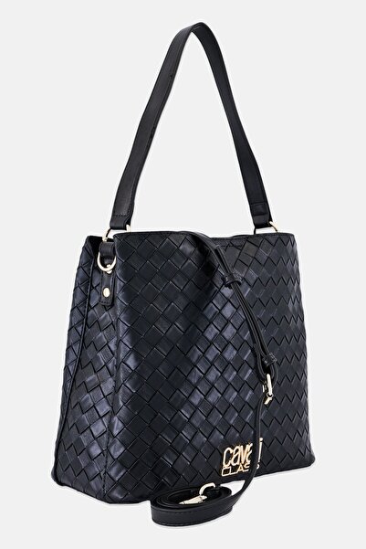 Cavalli Class Women Brand Logo Shoulder Bag, Black