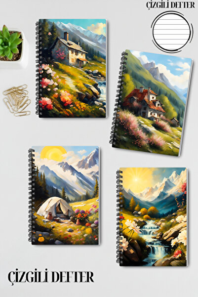 qoeuyl boutique Набір шкільних зошитів з 4-ма лінійками A5 зі спіральною палі...