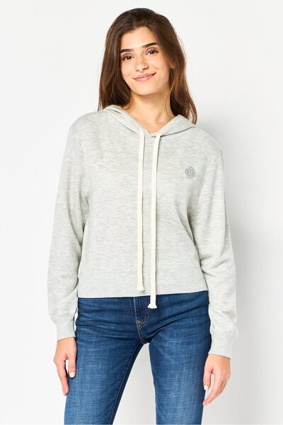 Maje Women Embroidered Long Sleeves Hoodie, Grey