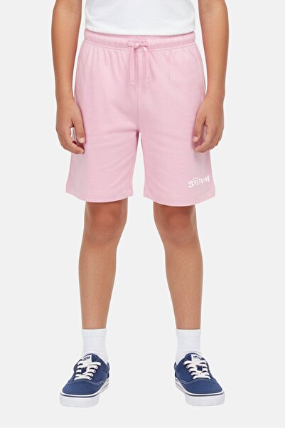 Disney X Lilo And Stitch Kids Boy Brand Logo Shorts, Pink