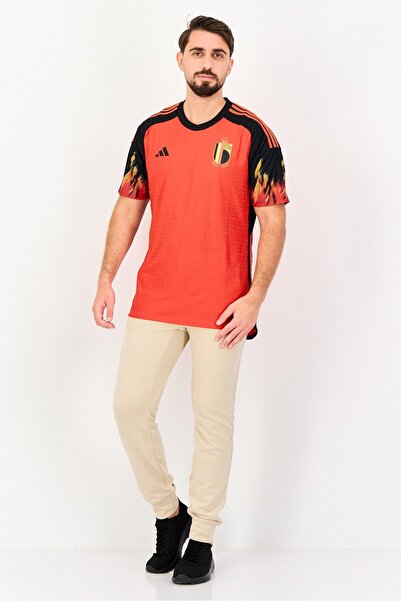 adidas Men Slim Fit Royal Belgian Short Sleeve Football Jersey, Red
