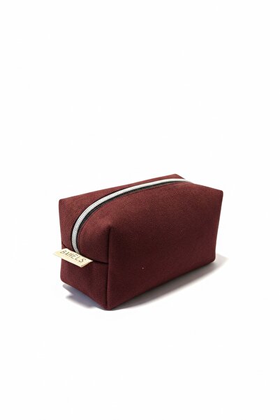BAHELS Burgundy Suede Makeup Bag