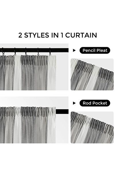 OEM Transparent lace curtains Grey 225x140 cm set of 2 pieces