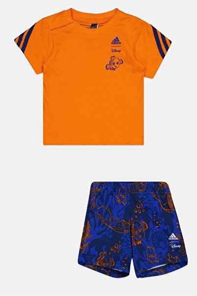 adidas x Disney Toddlers Boy 2 Pcs Brand Logo T-Shirt And Short Set, Orange/Blue