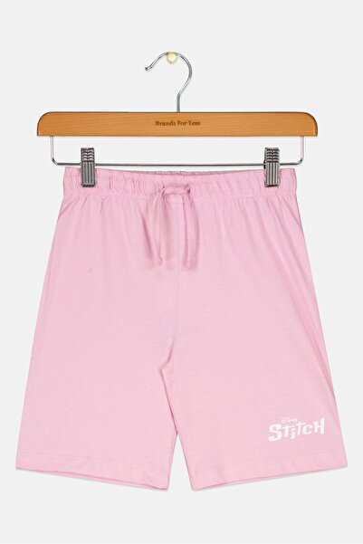 Disney X Lilo And Stitch Kids Boy Brand Logo Shorts, Pink