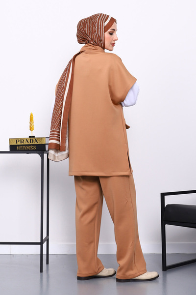 İmajButik Tan Zippered Vest and Pants Scuba Suit