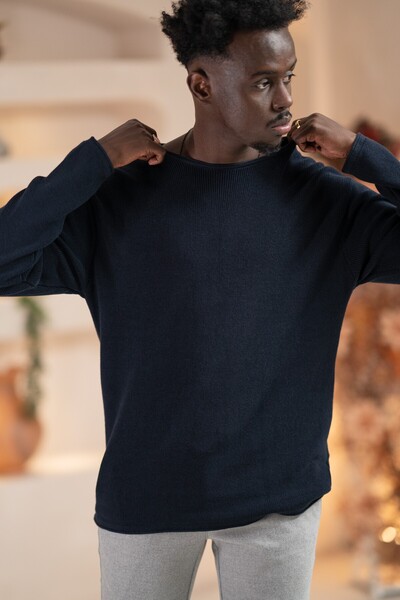 AKÇAYLAR Regular Fit Stretch Fabric Self Striped Transitional Sports Sweater