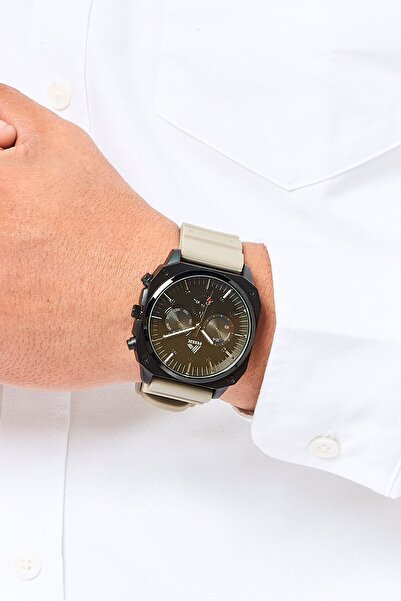 RBX Men P4392-23083673 Silicon Strap Quartz Watch 40 mm, Taupe