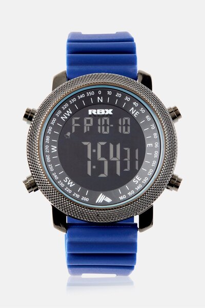 RBX Men P4396-24124134 Silicon Strap Digital LCD Display Watch 40 mm, Blue
