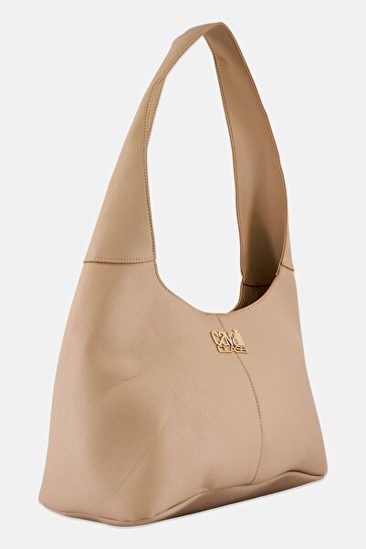 Cavalli Class Women Brand Logo Shoulder Bag, Beige