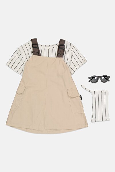 Fudo Kids Girl 4 Pieces Romper Dress Set, Multicolor