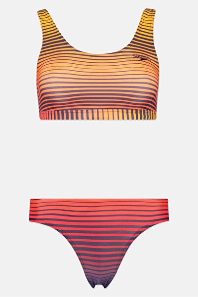 SPEEDO Women 2 Pieces Stripe Top And Bottom Bikini Set, Multicolor