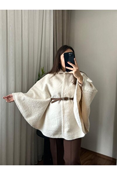 MODA SURA YAKA DÜĞMELİ KEMERLİ PANÇO 4004