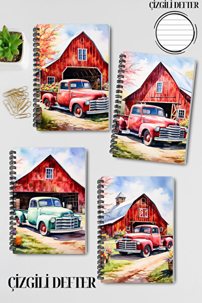 qoeuyl boutique Вінтажний автомобіль Ферма Дизайн Дротяна спіраль A5 Лінійка ...