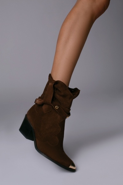 Vanilla Days Ghete Emira maro premium din piele întoarsă cu talpă neagră