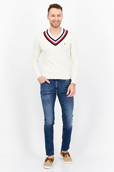 Tommy Hilfiger Men V-neck Knitted Sweater, Beige