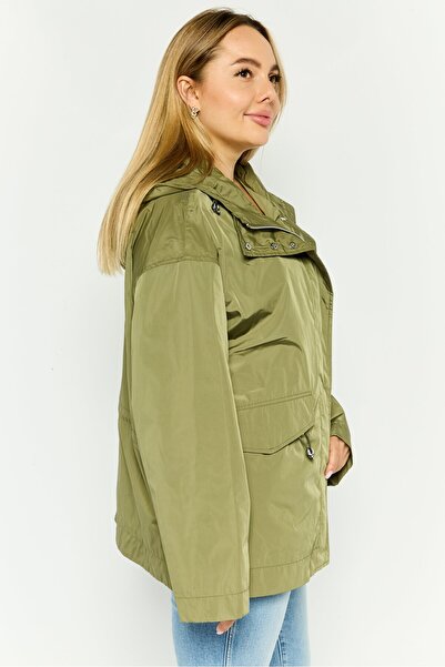 Geox Women Hooded Plain Windbreaker Jacket, Olive