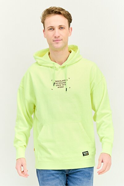 Timberland Men Hooded Embroidered Logo Long Sleeve Hoodie, Lemon