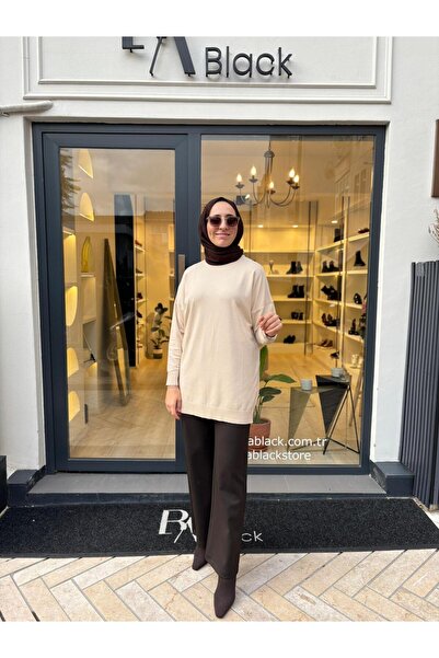 TERZİ DÜKKANI Td3876 Voleta High Neck Women's Tunic Beige