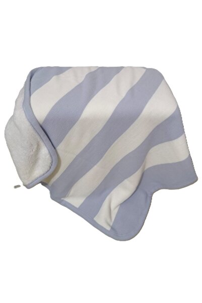 Story Bebe3 Yarn Striped B Piped Wersoft Knitwear Winter Blanket with Fleece Inside 80 X 80 cm