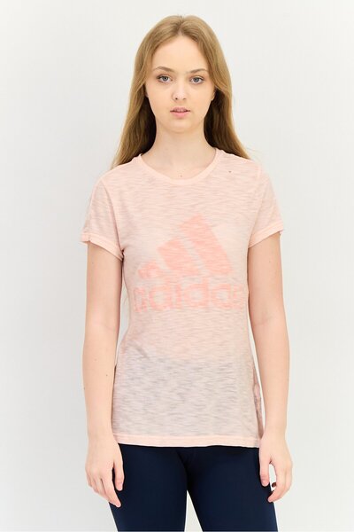 adidas Women Sportswear Fit Short Sleeve Training Top, Light Pink