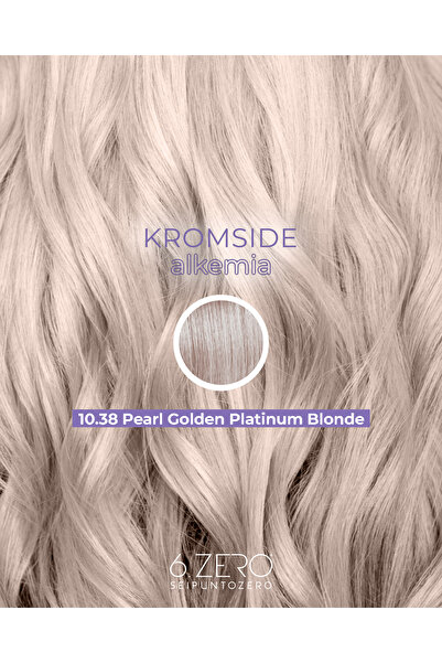 6.Zero Kromside Alkemia Professional Permanent Hair Dye, Platinum Golden Pearly Blonde 10.38 - 100 m