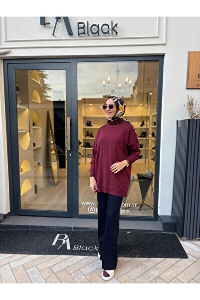 TERZİ DÜKKANI Td3876 Voleta High-Necked Women's Tunic Burgundy