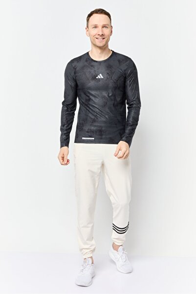 adidas Men Sportswear Fit Long Sleeves Running T-Shirt, Dark Grey