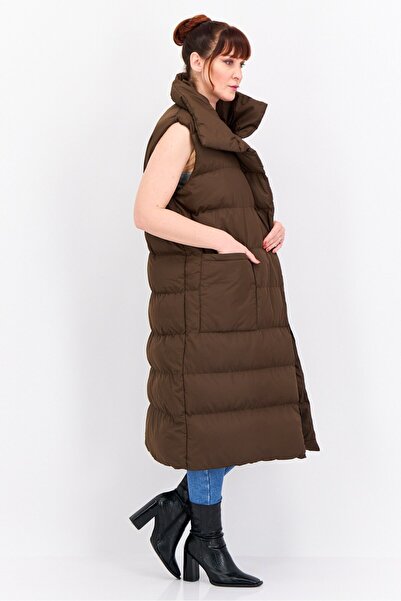 Threadbare Women Quilted Oversized Puffer Vest Jacket, Chocolate
