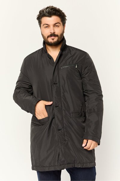 Trussardi Jeans Men Plain Full zip Windbreaker Jacket, Black