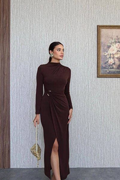 Love Fab Μακρύ φόρεμα με κορδόνια στους ώμους και λεπτομέρεια με διπλό πέτο α...