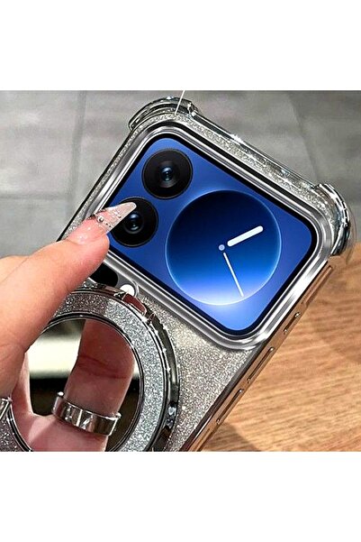 Generic Magnetic Glitter Case for Xiaomi 17 Pro Max，Sparkly Stand，Makeup Mirror，Gradient Shockproof Cover