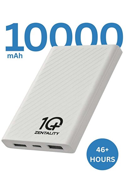 Zentality 10000mAh Slim Power Bank 12W Dual Output USB-C Micro LCD Display 46h
