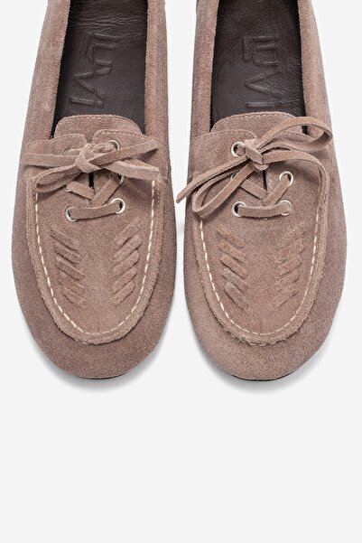 LuviShoes LORVEN Візон Сует Натуральна шкіра Шнурівки Жіночі лофери