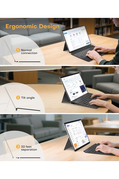 NEONI Surface Pro Wireless Type Cover Keyboard for Microsoft Surface Pro 12.3 inch, 7-Color Backlit, Bluet