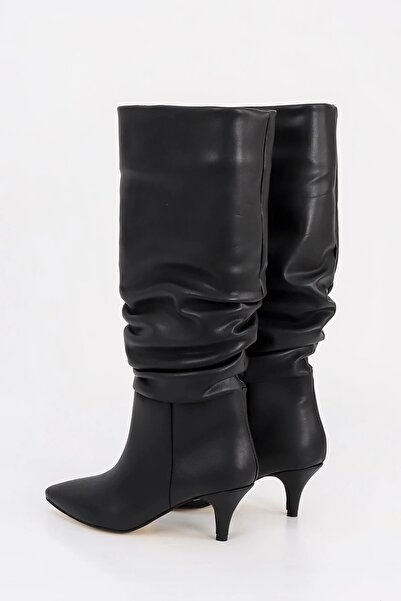 kajal ayakkabı Slç 107 Thin Low Heel Bellows Boots