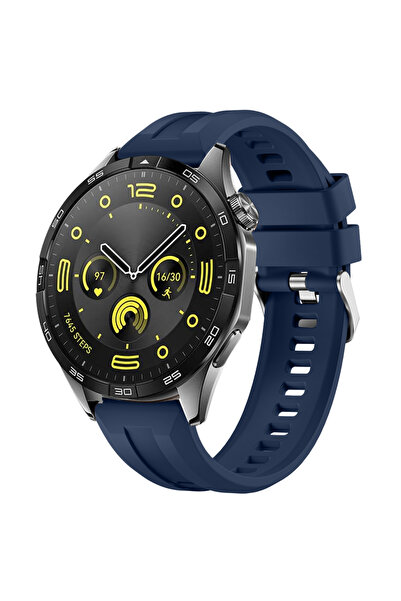 Sneezy Huawei Watch GT4 46mm İle Uyumlu Spor Silikon Metal Tokalı Soft Saat K...