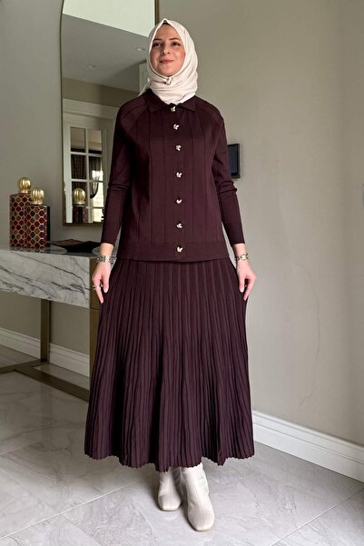 Rabia Şamlı Yonca Knitwear Set Bitter Brown