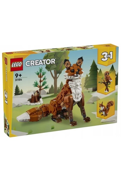LEGO Creator 31154 Animalele Pădurii: Set de Construcție Vulpea Roșie, 3 în 1, 667 piese, +9 ani