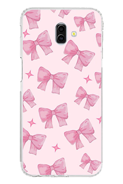 TechTree Samsung Galaxy J6 PLUS Uyumlu Pembe Fiyonklar Baskılı Silikon Kılıf