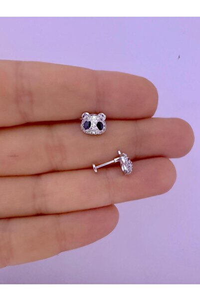 Arescollection 1 ADET ZİRKON TAŞLI PANDA TRAGUS HELİX LOBE UYUMLU PİERCİNG KÜPE