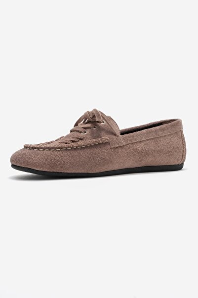 LuviShoes LORVEN Візон Сует Натуральна шкіра Шнурівки Жіночі лофери