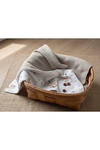 Ponchik بطانية من القطن 100% مزدوجة الجوانب من الموسلين – 100×85 سم