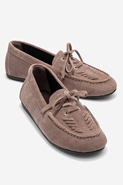 LuviShoes LORVEN Візон Сует Натуральна шкіра Шнурівки Жіночі лофери