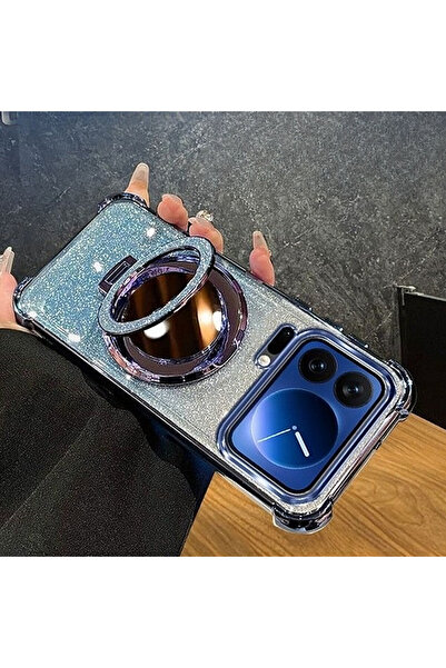 Generic Magnetic Glitter Case for Xiaomi 17 Pro Max，Sparkly Stand，Makeup Mirror，Gradient Shockproof Cover